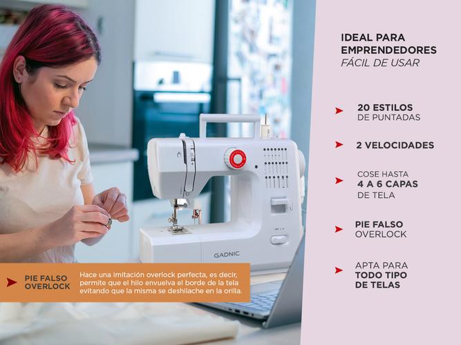 Máquina de Coser Gadnic SW6000 20 Puntadas Pie Falso Overlock Portátil 2 Velocidades Pedal y Luz - 2