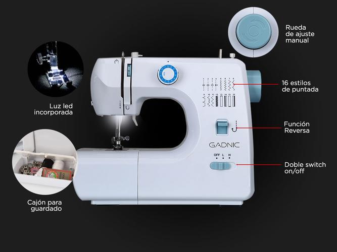 Máquina de Coser Gadnic SW7000 16 Puntadas Portátil 2 Velocidades Pedal y Luz - 4