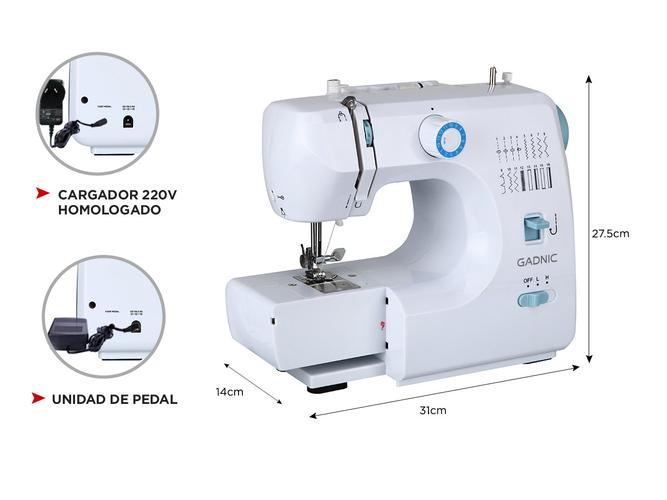 Máquina de Coser Gadnic SW7000 16 Puntadas Portátil 2 Velocidades Pedal y Luz - 5