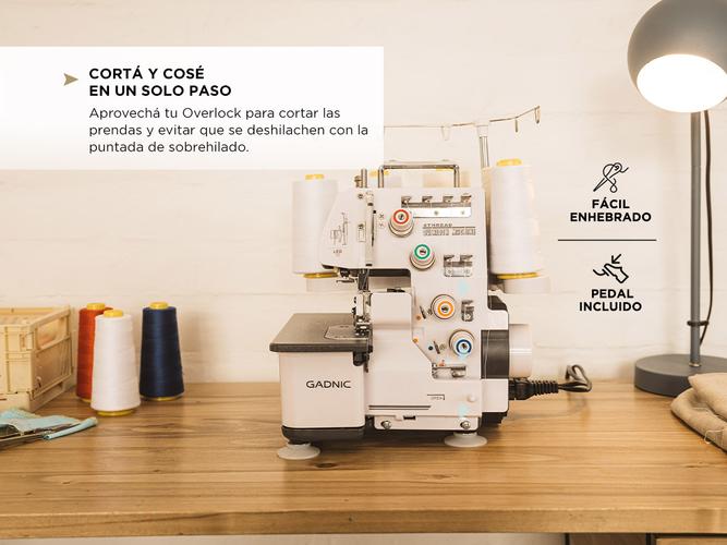 Máquina de Coser Overlock Gadnic SW8800 Semi Industrial 4 y 3 Hilos Luz Led c/ Pedal - 3
