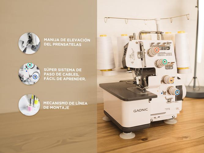 Máquina de Coser Overlock Gadnic SW8800 Semi Industrial 4 y 3 Hilos Luz Led c/ Pedal - 4