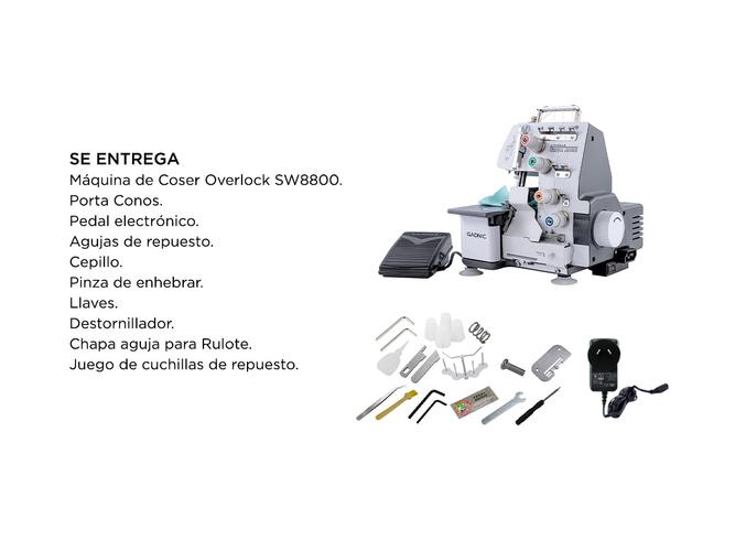 Máquina de Coser Overlock Gadnic SW8800 Semi Industrial 4 y 3 Hilos Luz Led c/ Pedal - 6