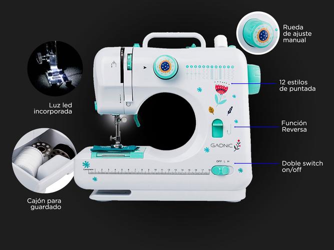 Máquina de Coser Gadnic SW3500 12 Puntadas Portátil Recta y Zig Zag 2 Velocidades Luz Led Y Pedal - 4