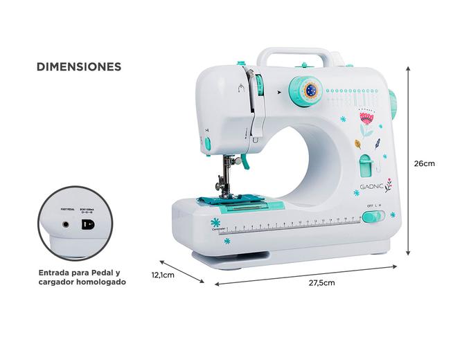 Máquina de Coser Gadnic SW3500 12 Puntadas Portátil Recta y Zig Zag 2 Velocidades Luz Led Y Pedal - 5