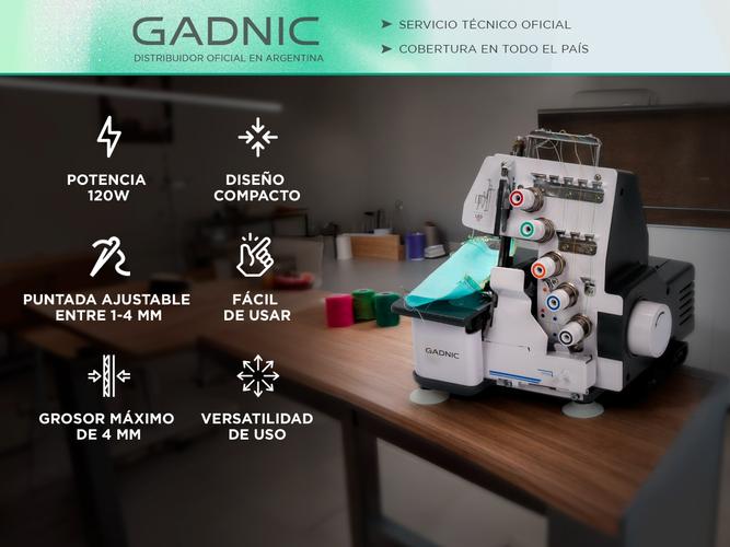 Maquina de Coser Overlock Gadnic SW9900 Semi Industrial 5 Hilos Luz Led y Pedal - 1