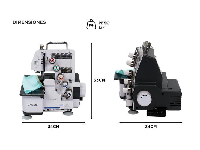 Maquina de Coser Overlock Gadnic SW9900 Semi Industrial 5 Hilos Luz Led y Pedal - 4