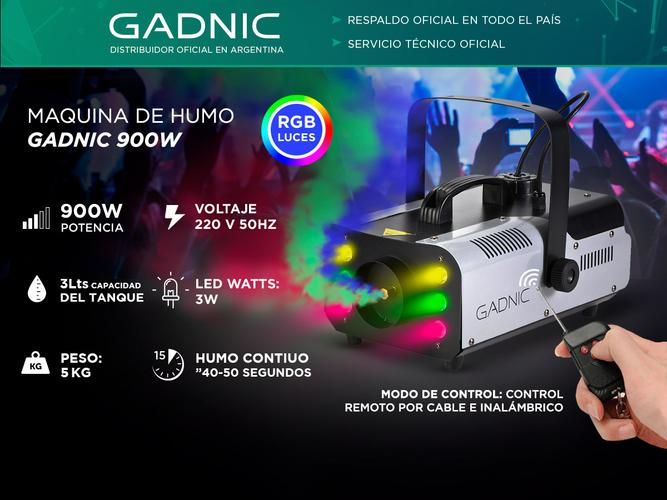 Maquina de Humo Gadnic Con Luz RGB Inalambrica Con Control Remoto 900w Usado - 1