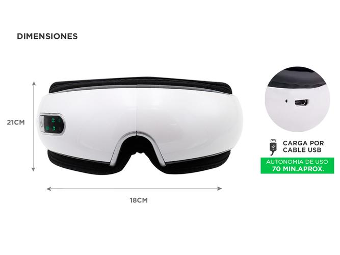 Masajeador Gadnic Shiatsu Para Ojos Terapia de Calor y Vibración con BT - 5