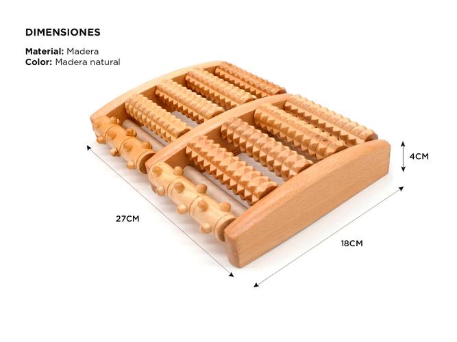 Masajeador Gadnic Para Pies de Madera 10 Rodillos Relaja y Alivia el Estrés - 4