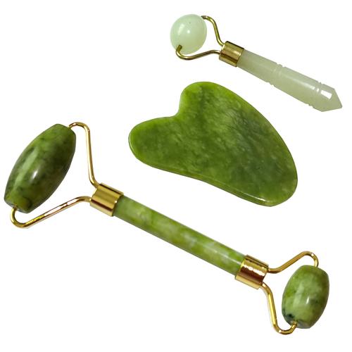 Kit Masajeador Facial Rodilo + Guasha Corporal Jade + Rodillo - 0