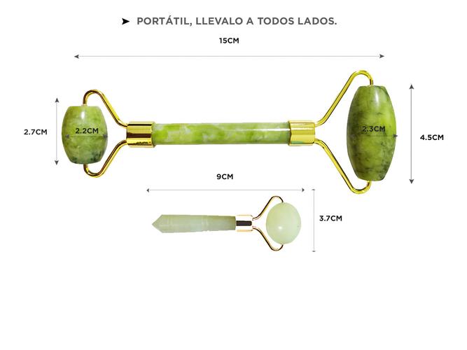 Kit Masajeador Facial Rodilo + Guasha Corporal Jade + Rodillo - 4