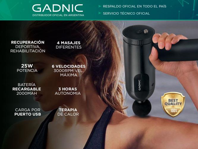 Masajeador Gadnic Pistola Inalámbrica 6 Velocidades 4 Modos Rehabilitación - 1