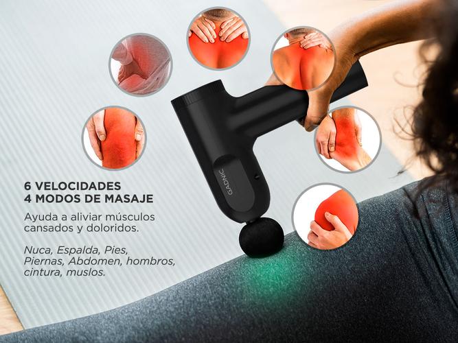 Masajeador Gadnic Pistola Inalámbrica 6 Velocidades 4 Modos Rehabilitación - 2