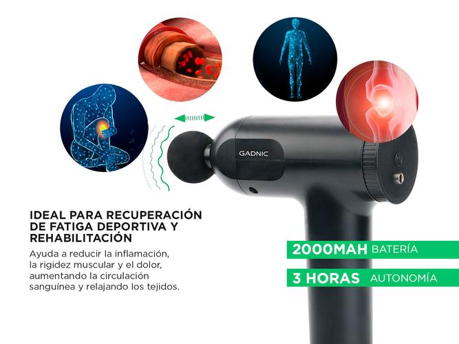 Masajeador Gadnic Pistola Inalámbrica 6 Velocidades 4 Modos Rehabilitación - 4