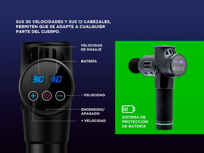 Pistola Masajeadora Exp Mass Gadnic 30 velocidades Usado - 4