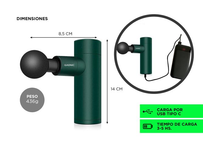 Mini Pistola Masajeador Serbal Gadnic Portatíl  - 5