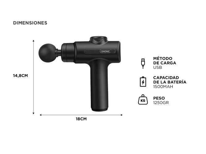 Pistola Masajeadora Gadnic Recargable 6 Niveles Usado - 4