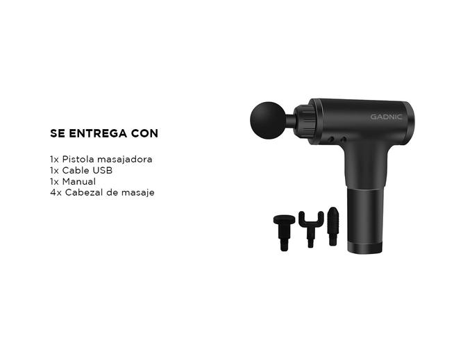 Pistola Masajeadora Gadnic con 4 Cabezales - 5