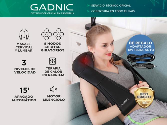 Masajeador Gadnic Cedro Cervical 8 Nodos Shiatsu Terapia de Calor 3 Niveles - 1