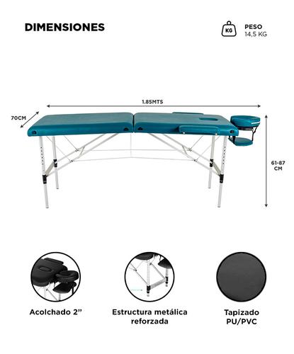 Camilla Para Masajes Gadnic Profesional Hasta 240kg 185x70cm Plegable - 5