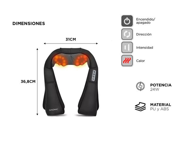 Masajeador Cervical y Lumbar Gadnic 8 Rodillos Bidireccionales Outlet - 4