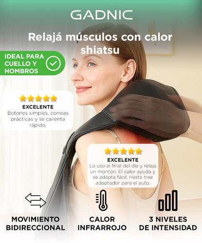 Masajeador Cervical y Lumbar Gadnic 8 Rodillos Bidireccionales - 1