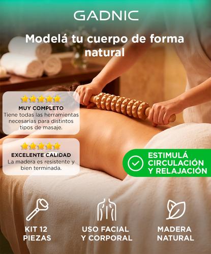 Set Maderoterapia 12 Piezas Gadnic De Madera  Facial Corporal Completo  - 1