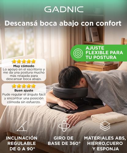 Almohada Reposacabeza Masajeadora De Escritorio Gadnic Ajustable 0 A 90 Grados Plegable Con Giro 360 Y Soporte Facial Acolchado - 1