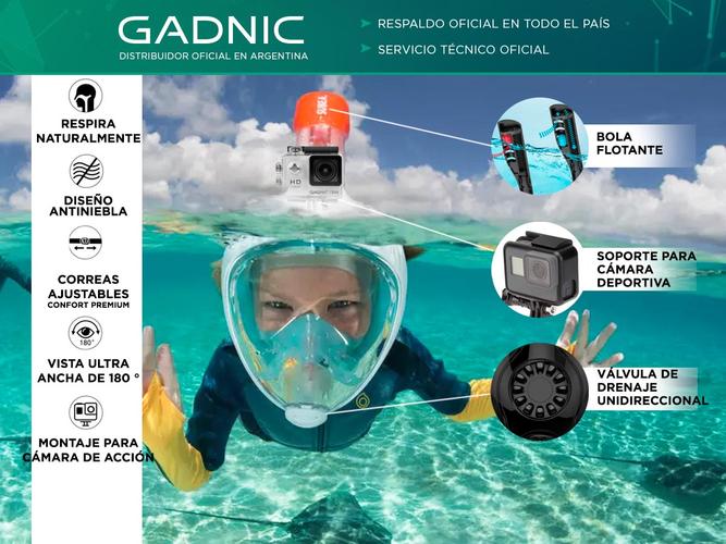 Mascara Snorkel Gadnic Buceo Integral Conexion Gopro - 1