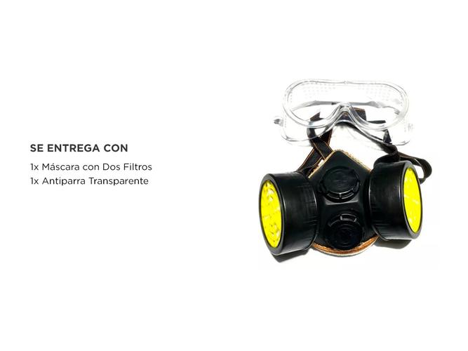 Máscara Doble Filtro y Antiparras Gadnic para Gas Polvos Fumigación - 5