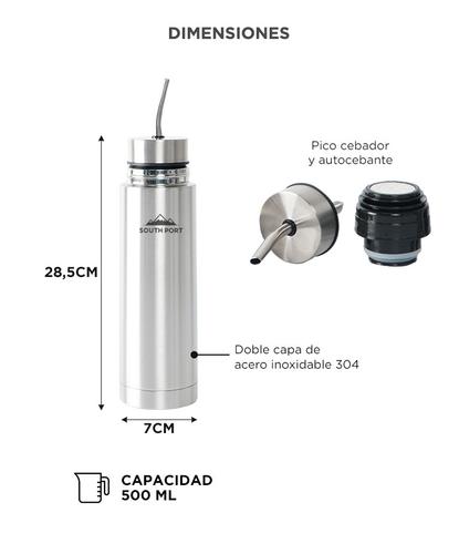 Termo Mate Autocebante South Port By Gadnic 500 ml Acero Inoxidable - 5