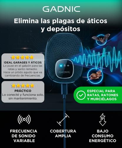 Repelente para Plagas Ultrasónico Gadnic Ahuyentador Ratas Murcielagos Insectos Alcance 200m - 1