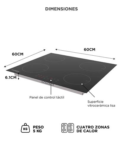 Anafe Vitrocerámico Maverick INDU60 Empotrable 2 Hornallas 3000W - 5