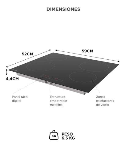 Anafe Vitrocerámico Maverick 60cm 6000W 4 Hornallas Control Táctil Vidrio Fácil Limpieza - 5