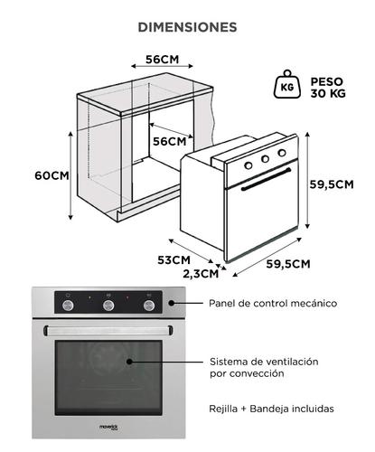 Horno Empotrable Maverick Lyon 2 Acero Inoxidable 60cm - 5