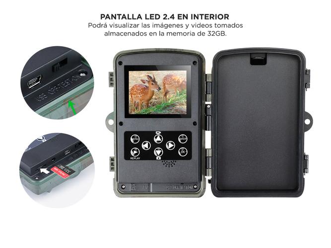 Cámara Deportiva Camuflada Gadnic Pro Hunter Trail Full HD IP67 Pantalla Color - 5