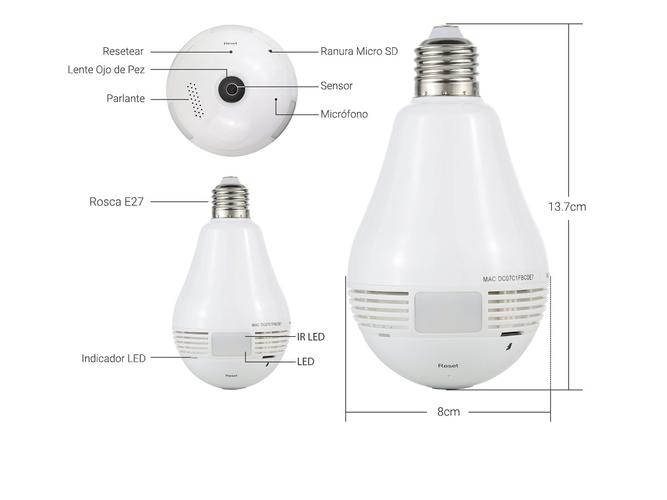 Lámpara con Cámara Oculta FULLHD Panoramic Globe - 6