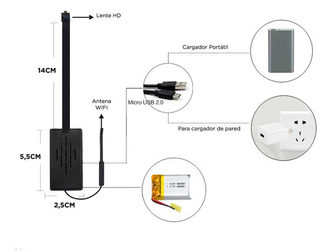 Mini Camara Oculta Recargable WIFI Gadnic  - 5