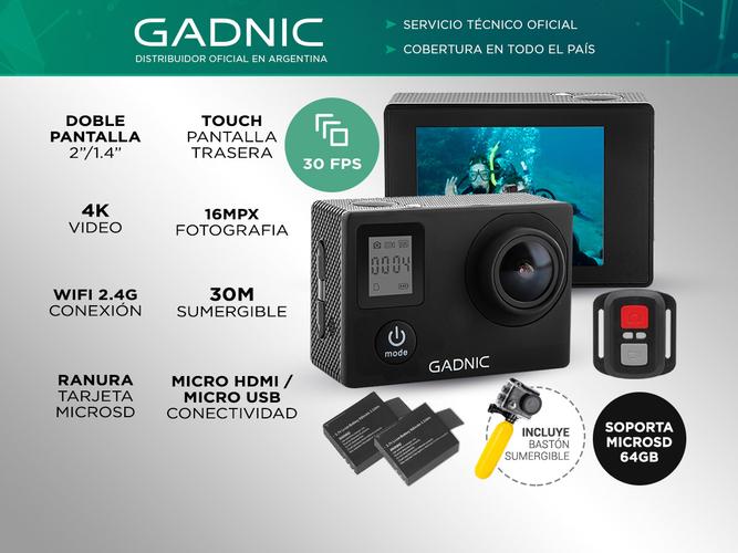 Cámara Deportiva Gadnic SX10 4K 16Mpx Pantalla Touch  Batería Extra Outlet - 1