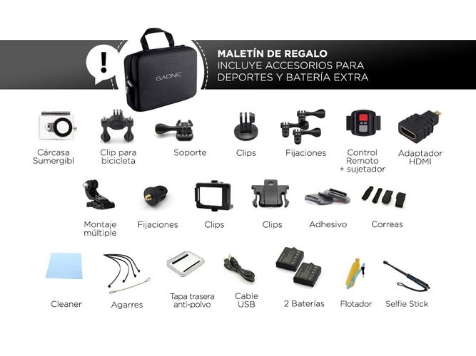 Cámara Deportiva Gadnic SX10 4K 16Mpx Pantalla Touch  Batería Extra Outlet - 2