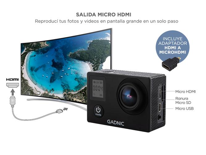 Cámara Deportiva Gadnic SX10 4K 16Mpx Pantalla Touch  Batería Extra Outlet - 5