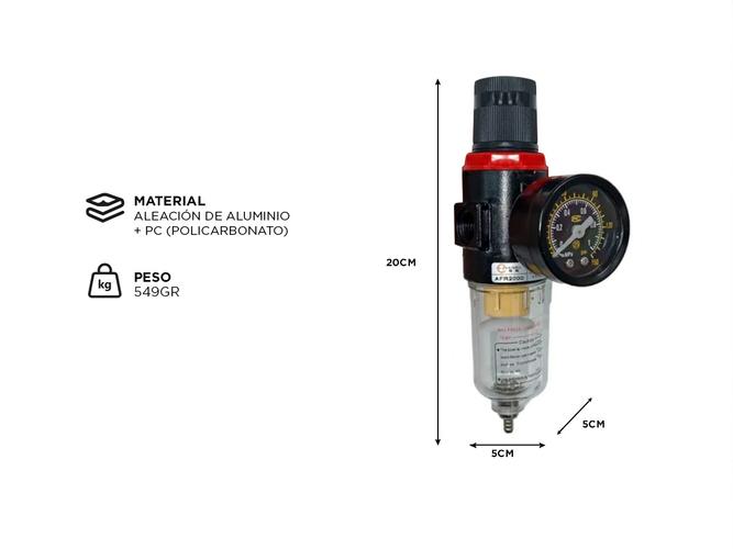  Filtro Regulador de Aire Gadnic Manómetro Analógico  - 3