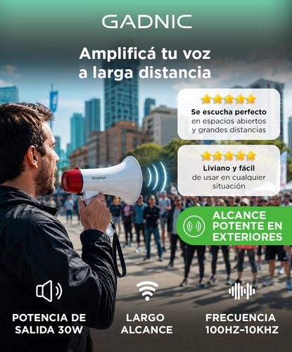 Megáfono De Mano Gadnic Grabador Voz Música 30 W Recargable - 1