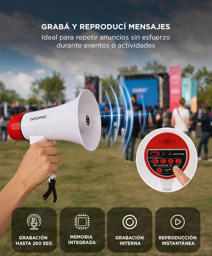 Megáfono De Mano Gadnic Grabador Voz Música 30 W Recargable - 2