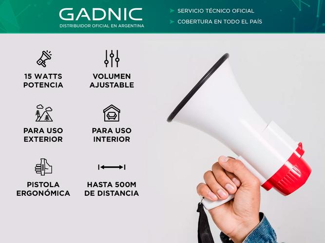 Megafono Portatil De Mano Gadnic Grabador Voz Musica 15W - 1
