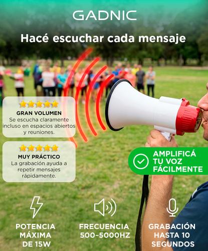 Megafono Portatil De Mano Gadnic Grabador Voz Musica 15W - 1