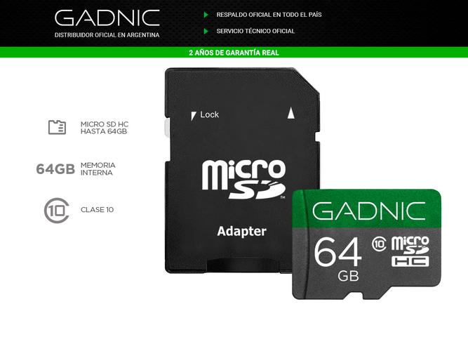 Memoria Micro SD Gadnic Hasta 64GB Clase 10  Adaptador - 1