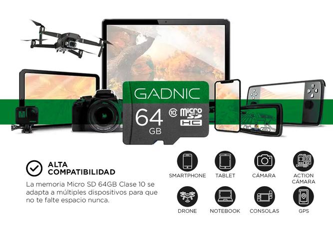Memoria Micro SD Gadnic 64GB Clase 10 Adaptador Incluido - 2