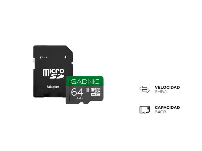 Memoria Micro SD Gadnic 64GB Clase 10 Adaptador Incluido - 5