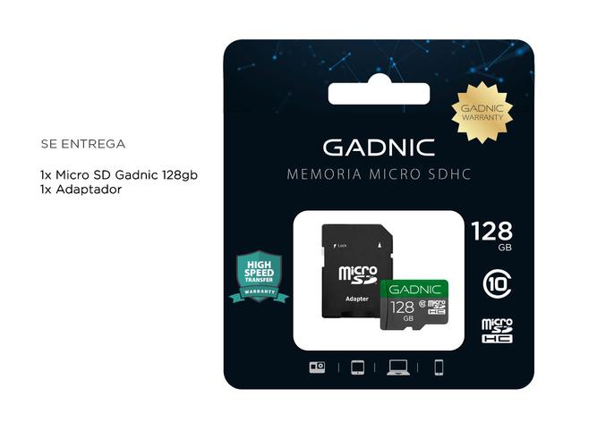 Memoria Micro SD Gadnic 128gb Clase 10 + Adaptador - 2